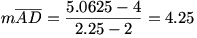 mAD=(5.0625-4)/(2.25-2)=4.25