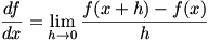 df/dx = lim(h->0)(f(x+h)-f(x))/h