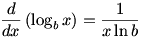 d/dx (log_b x)=1/(x ln b)