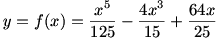 y=f(x)=x^5/125-4x^3/15+64x/25