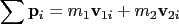 $\displaystyle \sum\mathbf p_i = m_1\mathbf v_{1i} + m_2\mathbf v_{2i}$